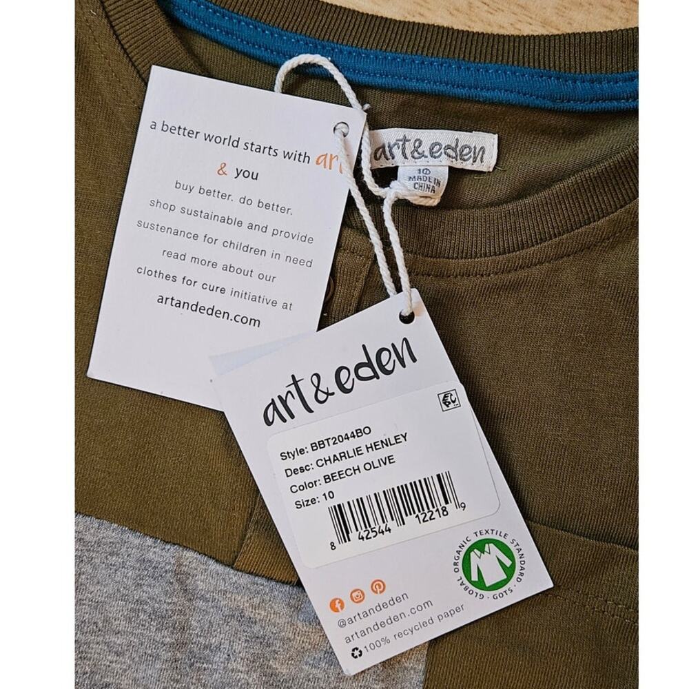 Art & Eden Boy's Size 10‎ Long Sleeve Color Block Pocket Tee NWT - Picture 2 of 5
